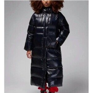 Nike Jordan $375 Therma Down Fill Parka Hooded M Long Coat Shiny Quilted Women's